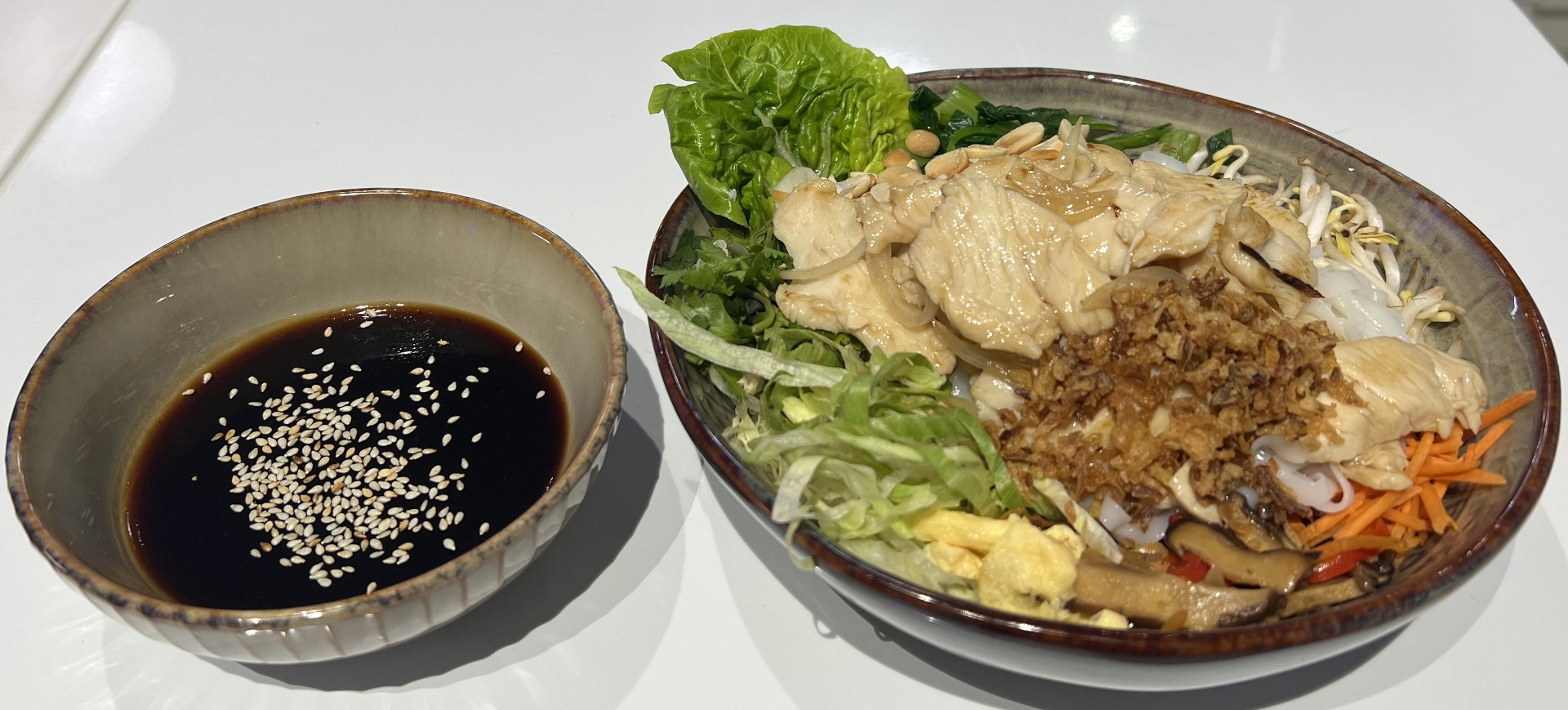 Pho tron ga / míchané rýžové ploché nudle s kuřecím masem / studený pokrm